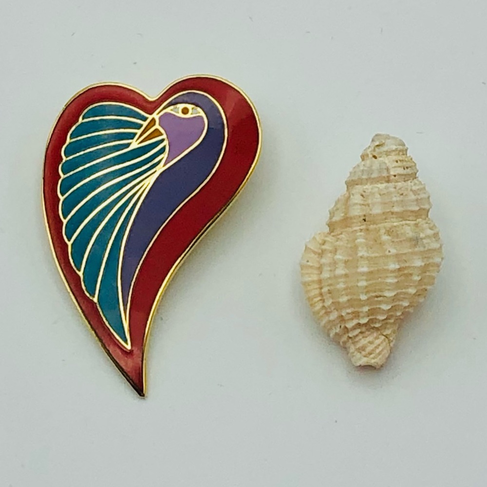 Laurel Burch Dove Heart Vintage Brooch Pin